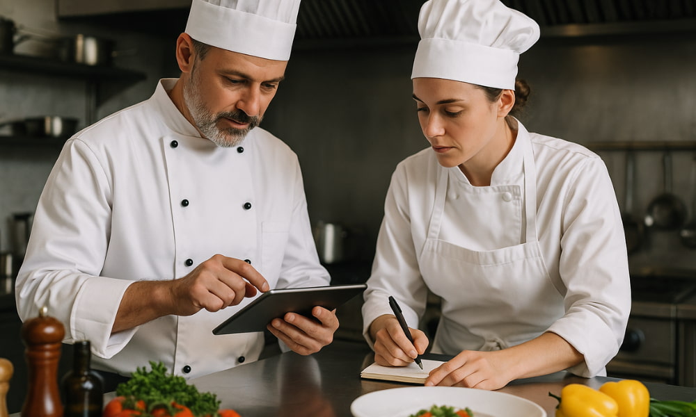 chefs pensando como reducir gastos en un restaurante